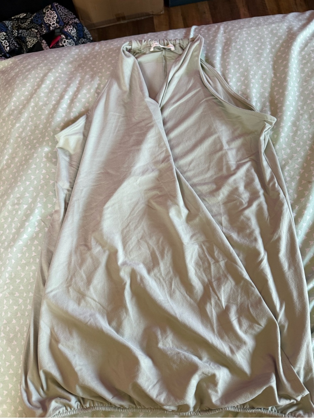 Zenana Outfitters Sage Green Sleeveless Wrap-Front Chemise